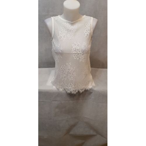 Debardeur Dentelle Blanc Ajoure Femme Mg Monogram Paris Taille S