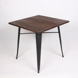 Table Noire Carrée Style Industriel En Métal Et Bois Foncé Modèle Factory Loft