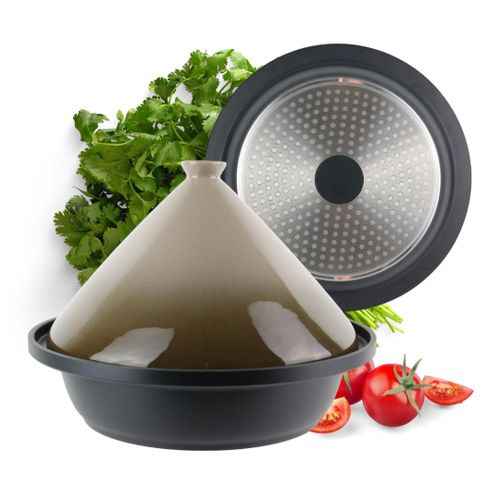 Tajine Induction Tous Feux Diamètre 30 Cm - Revêtement Antiadhésif - Couvercle Céramique ¿ Fonte D¿Aluminium ¿ Marmite, Casserole, Plat Pour Une Cuisine Orientale Traditionnel