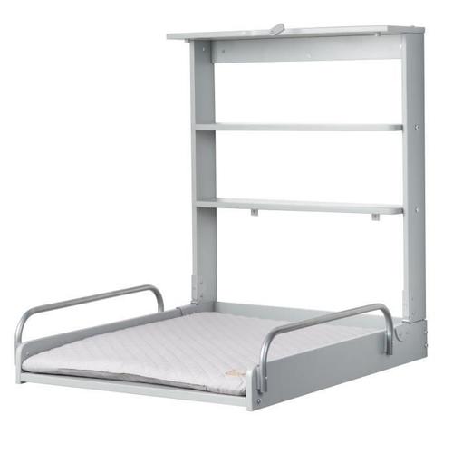 Roba Table À Langer Murale Pliante Avec Matelas À Langer Imperméable Et Étagères Intégrées - Facile À Installer - Bois Gris