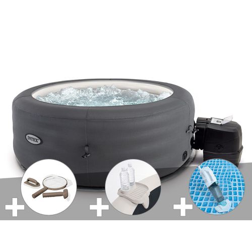 Kit spa gonflable Intex PureSpa Access rond Bulles 4 places + Kit d'entretien + Porte-verre + Aspirateur