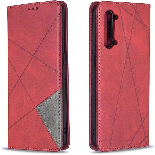 Coque Pour Oppo Find X2 Lite, Housse Portefeuille En Cuir Etui Avec Tpu Silicone Bumper Antichoc Magnetique Flip Case, Porte Cartes Avec Fonction Support Cover Pu Pochette (Rouge)