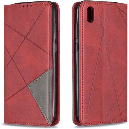 Coque Pour Huawei Y5 2019 / Honor 8s, Housse Portefeuille En Cuir Etui De Protection Avec Tpu Silicone Bumper Antichoc Magnetique Flip Case, Porte Cartes Avec Fonction Support Cover (Rouge)