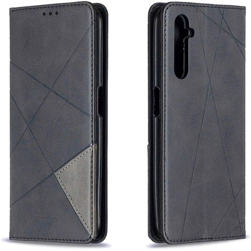 Coque Pour Oppo Realme 6/ Oppo Realme 6s, Housse Portefeuille En Cuir Etui Avec Tpu Silicone Bumper Antichoc Magnetique Flip Case, Porte Cartes Avec Fonction Support Cover Pu Pochette (Noir)
