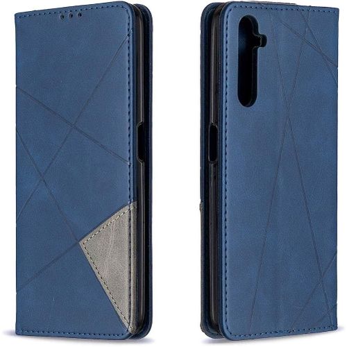 Coque Pour Oppo Realme 6 Pro, Housse Portefeuille En Cuir Etui Avec Tpu Silicone Bumper Antichoc Magnetique Flip Case, Porte Cartes Avec Fonction Support Cover Pu Pochette (Bleu