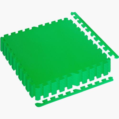 Movit® Tapis De Protection Du Sol, Env. 3 M², 8 Pièces De Tapis Puzzle 60 X 60 X 1,2 Cm Y Compris 16 Embouts, 11 Couleurs, Tapis De Sol Tapis D'entraînement, Verde