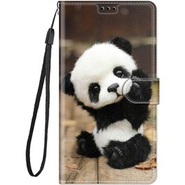 Coque Cuir Pour Huawei Honor 9 Lite Etui A Rabat Motif Dessin Pour Filles Femmes, Portefeuille Housse Avec Case 360 Degres Silicone Antichoc Protection Cover Cuir - Panda