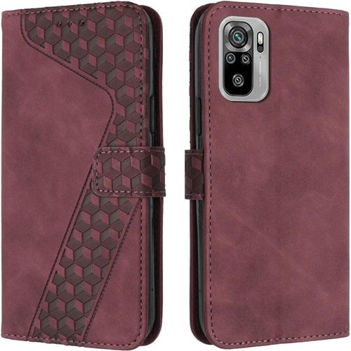 Coque Pour Xiaomi Redmi Note 10 / Note 10s, Etui Protection Housse Premium En Cuir Pu,Pochette Fermeture Magnetique,Flip Case Compatible Avec Redmi Note 10 / Note 10s,Book Rouge