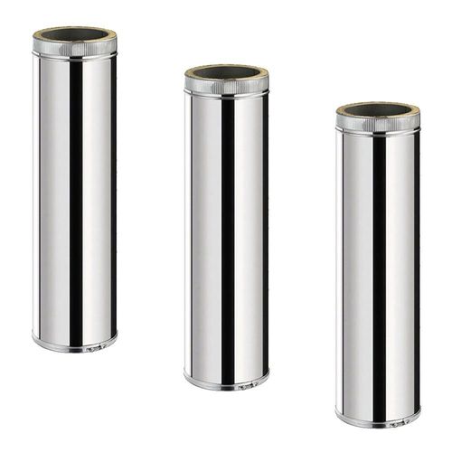 Lot de 3 TDPS1000 Conduit double paroi isolé pour poêle à bois longueur 100 cm Ø200