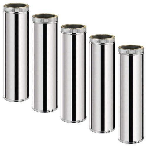 Lot de 5 TDPS1000 Conduit double paroi isolé pour poêle à bois longueur 100 cm Ø175