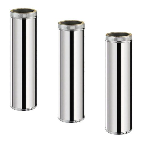 Lot de 3 TDPS1000 Conduit double paroi isolé pour poêle à bois longueur 100 cm Ø150