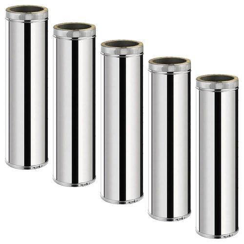 Lot de 5 TDPS1000 Conduit double paroi isolé pour poêle à bois longueur 100 cm Ø200