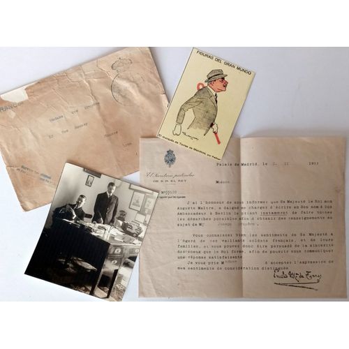Lettre Signée Du Marquis De Torres De Mendoza En 1917 (Secrétaire Particulier Du Roi D'espagne Alphonse Xiii)