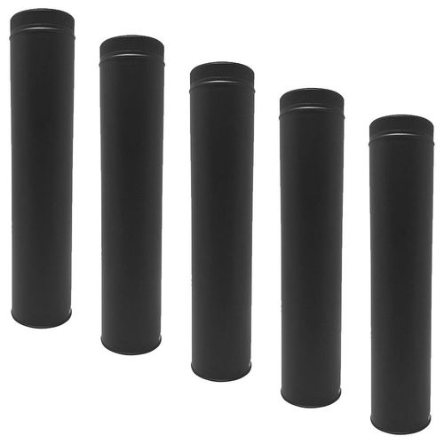 Lot de 5 TDPI1000 Conduit double paroi isolé polycombustible longueur 100 cm Noir Ø80