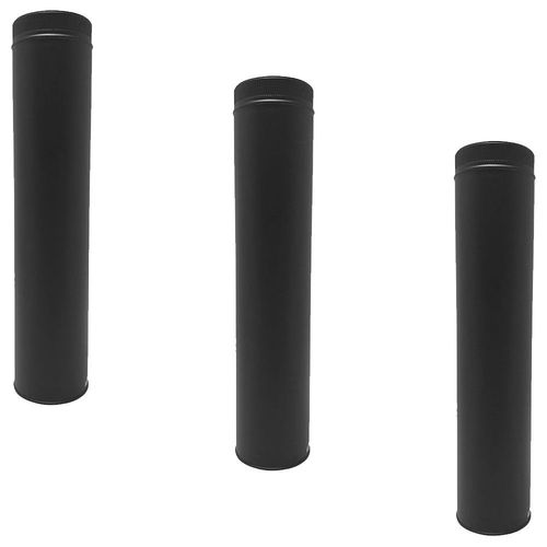 Lot de 3 TDPI1000 Conduit double paroi isolé polycombustible longueur 100 cm Noir Ø150