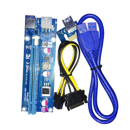 Ver006c Pcie 1x À 16x Carte De Express 006c Extender Graphique Pci-E Riser Câble Usb 3.0 Sata À 6 Broches Pour L'exploitation Minière Btc