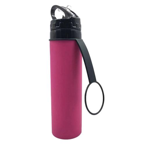 Bouteille D' Pliable En Silicone Étanche Portable Voyage En Plein Air Camping Boisson Sport Bouteille D' Rouge