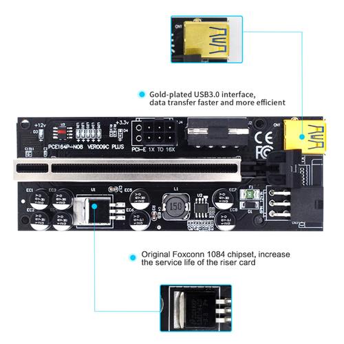 Riser De Version 009c Plus Pci-E 1x 4x 8x 16x Carte De D'extension Pci Pci Extension Graphique Mineur Exploitation Minière A