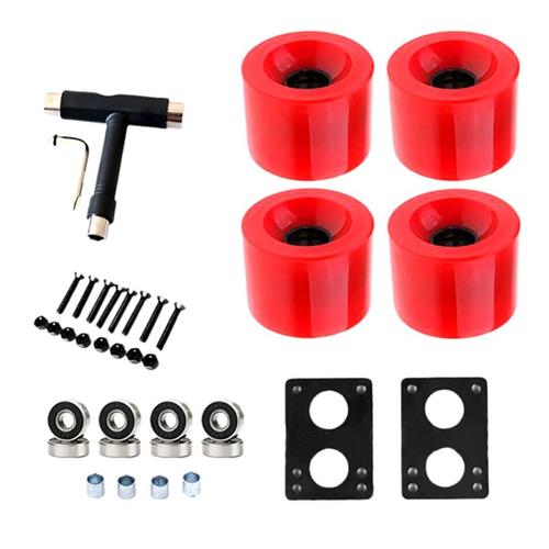 80a Roues De Skateboard De Remplacement Avec Roulements Longboard Pu Roues Cruiser Roues Street Upgrade Remplacement, Rouge