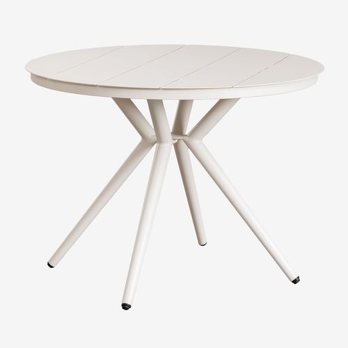 Table De Salle À Manger Ronde En Aluminium Valerie Blanc Gardenia Ø100 Cm