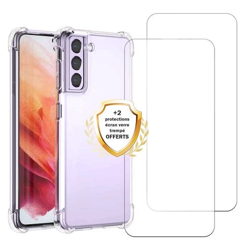 Coque Samsung Galaxy S24 Antichoc Coins Renforcés Silicone + 2 Vitres En Verre Trempé Protection Écran Evetane