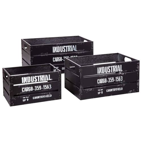 Lot De 3 Cagettes De Rangement Encastrables En Métal - Noir