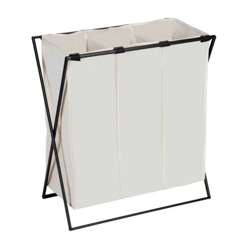 Panier à linge XL avec 3 compartiments - Beige