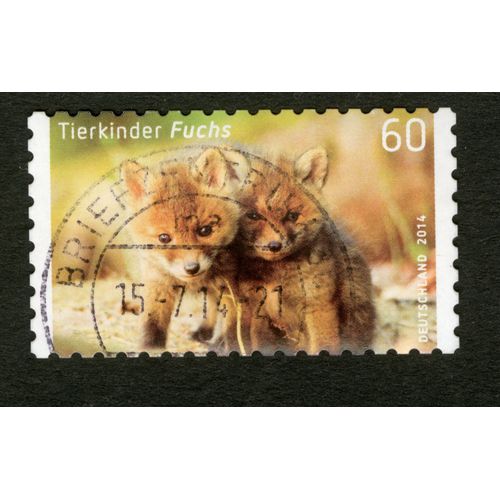 Timbre Oblitéré Deutschland, Tierkinder Fuchs, 2014, 60