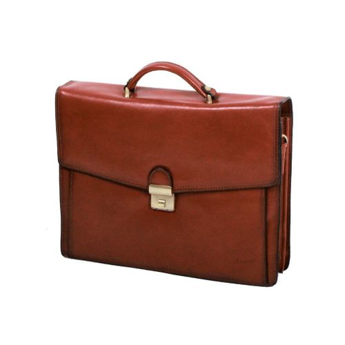 Cartable Katana à bandoulière 3 soufflets K 68131 - Marron