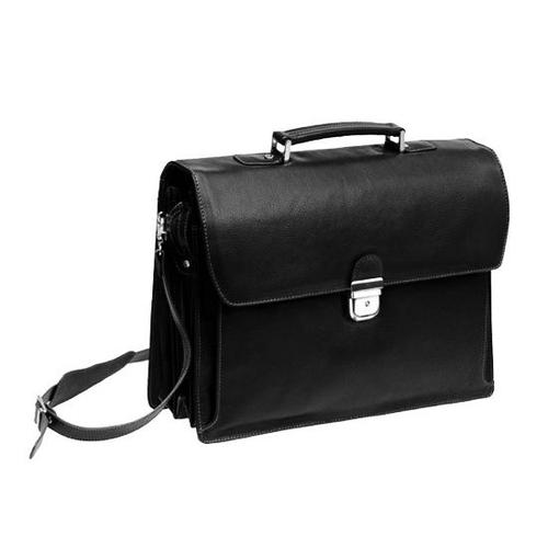 Cartable Katana 3 soufflets Cuir de Vachette grainé K 69329 - Noir