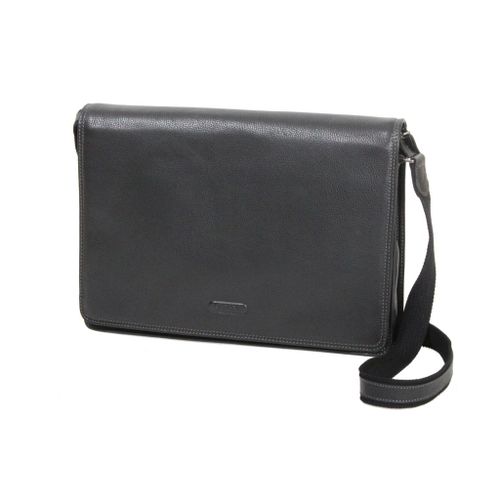 Besace Katana A4 à bandoulière en cuir de Vachette grainé K 69305 - Noir