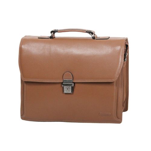 Cartable Katana 3 soufflets Cuir de Vachette grainé K 69329 - Marron