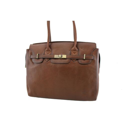 Sac shopping Katana en cuir de Vachette collet K 82529 - Marron