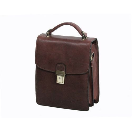 Sacoche Gérard Henon cuir de Vachette gras pleine fleur GH 5211 - Marron