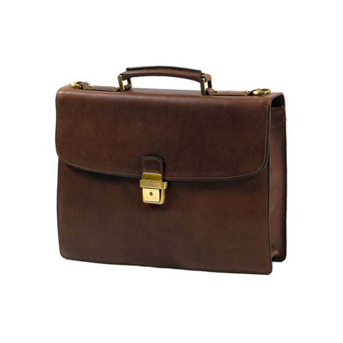 Cartable Arizona Gérard Henon Cuir de Vachette gras pleine fleur 1 soufflet GH 5225 - Marron