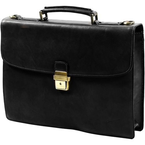 Cartable Arizona Gérard Henon Cuir de Vachette gras pleine fleur 1 soufflet GH 5225 - Noir
