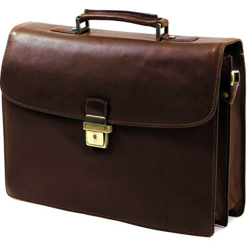 Cartable Arizona Gérard Henon Cuir de Vachette gras pleine fleur 2 soufflets GH 5226 - Chocolat