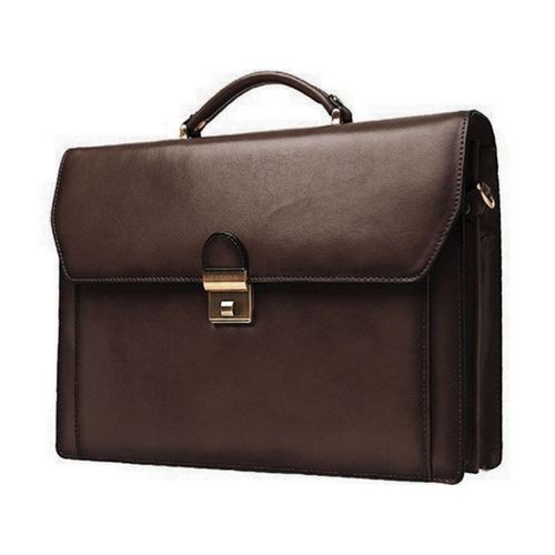 Cartable Katana refente de cuir de vachette 2 soufflets K 63025 - Chocolat