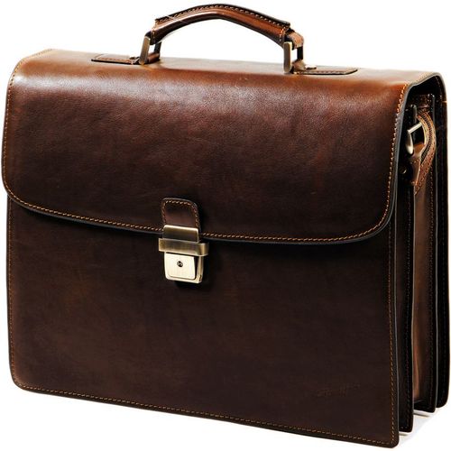 Cartable Arizona Gérard Henon Cuir de Vachette gras pleine fleur 3 soufflets GH 5228 - Marron