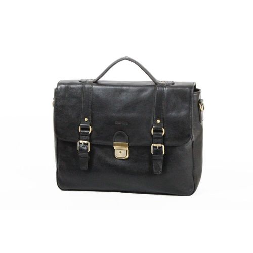 Cartable Katana 1 soufflet Cuir de Vachette gras K 36841 - Noir