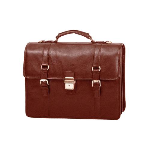 Cartable Katana 2 soufflets Cuir de Vachette gras K 36842 - Marron