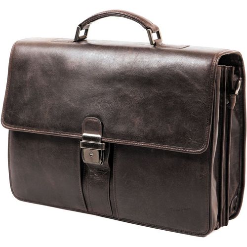 Cartable Gérard Henon Outland en Cuir de Vachette Vieilli pleine fleur GH 8328 - Marron