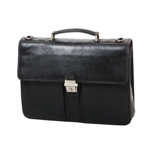 Cartable Gérard Henon Outland en Cuir de Vachette Vieilli pleine fleur GH 8325 - Noir