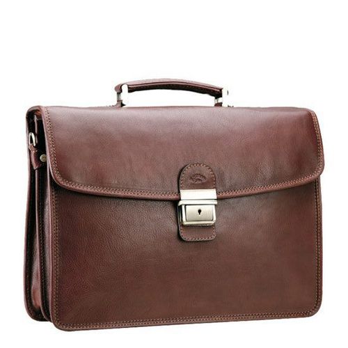 Cartable Katana Cuir de Vachette Gras 2 soufflets K 31022 - Chocolat