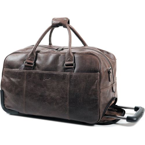Sac de Voyage Trolley Gérard Henon Outland en Cuir de Vachette vieilli pleine fleur GH 8391 - Marron