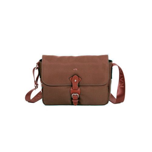 Besace Katana Nylon garni croûte de cuir de vachette K 29301 - Marron clair