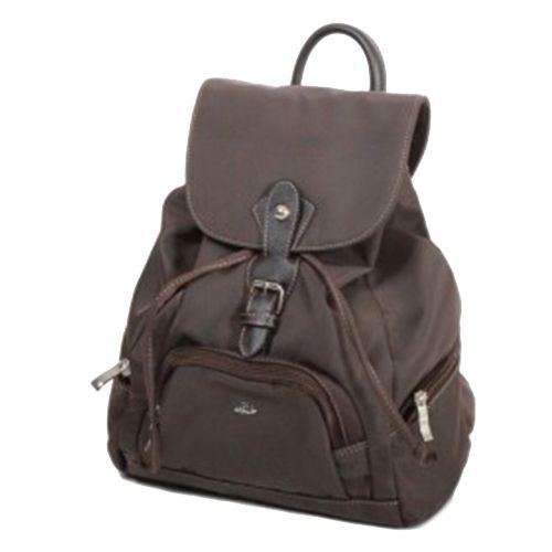 Sac à dos Katana Nylon garni croûte de cuir de vachette K 29307 - Chocolat