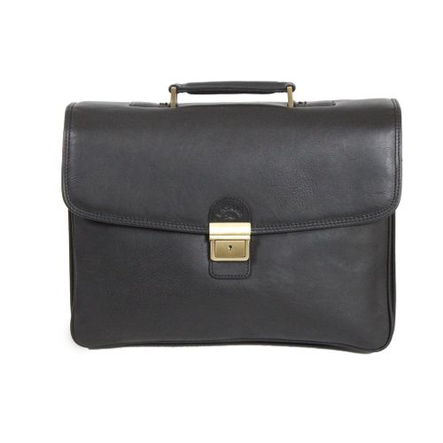 Cartable Katana en cuir de vachette gras 4 soufflets K 31028 - Noir