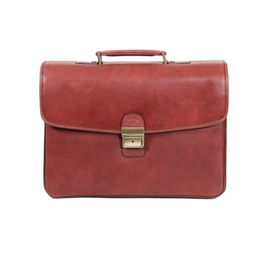 Cartable Katana en cuir de vachette gras 4 soufflets K 31028 - Marron