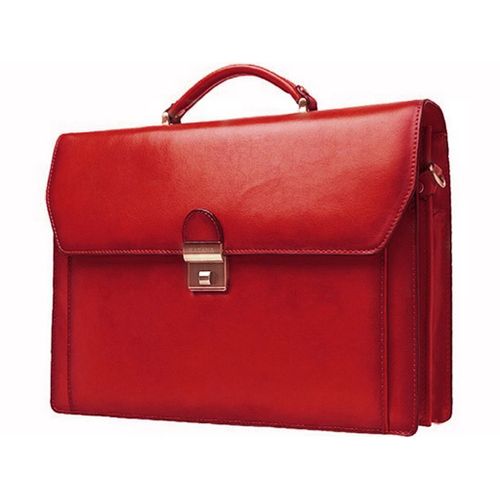 Cartable Katana refente de cuir de vachette 2 soufflets K 63025 - Rouge